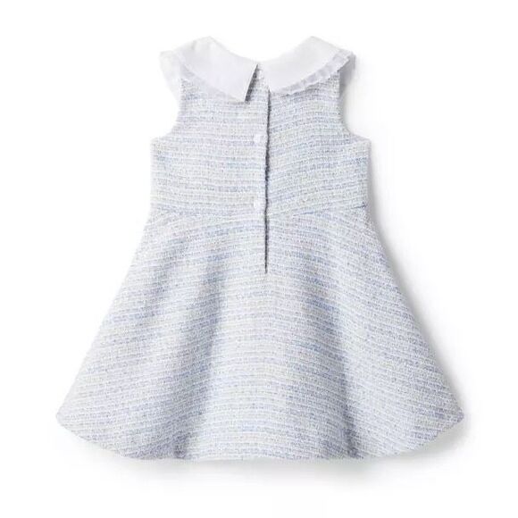Janie And Jack 2pc Sky Blue Tweed Collared Dress Size 12-18 Months - Picture 3 of 12